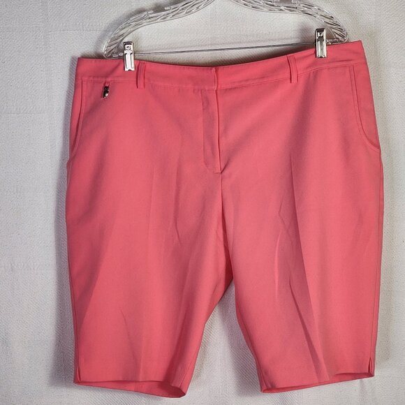 Sport Haley Coral Poly Rayon Span Flat Front 19" Length Golf Short w/Owl Size 18 - Picture 1 of 16